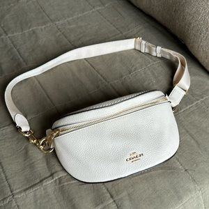 Women’s Coach Crème Leather Belt Bag with Gold Hardware